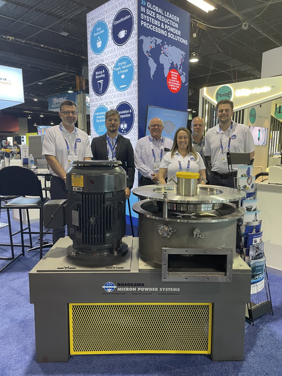 ProcessingMag's tweet image. The folks at @HosokawaMicron showcasing their VUMP product at the @PowderBulkSolid Show. #powdershow #powdershow2025 #processing