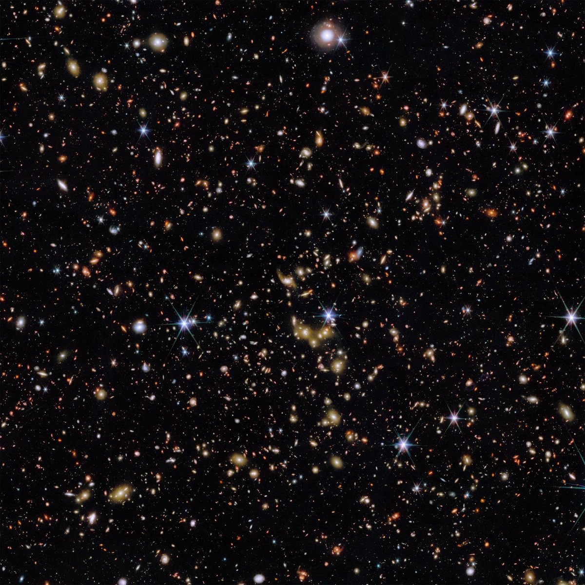 latestinspace's tweet photo. New JWST image showing a cosmic field filled with thousands of galaxies 🌌 https://t.co/iqKrjRMkb5