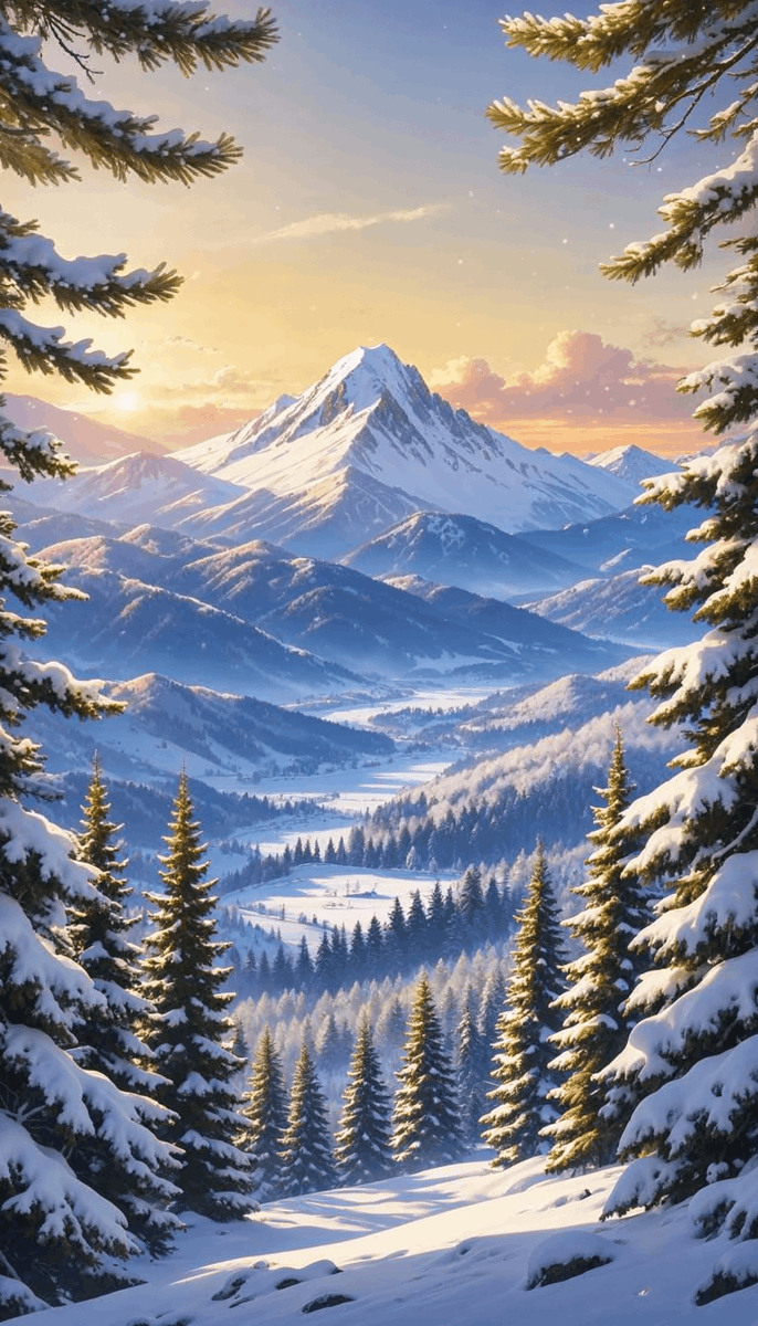 FideoWallpapers's tweet photo. Winter's peaceful serenity #AnimeArt #WinterLandscape #4K #SnowyMountains #PineTrees #NatureEscape #AnimeBackground #WinterWonderland https://t.co/5vmAN1ZRdf