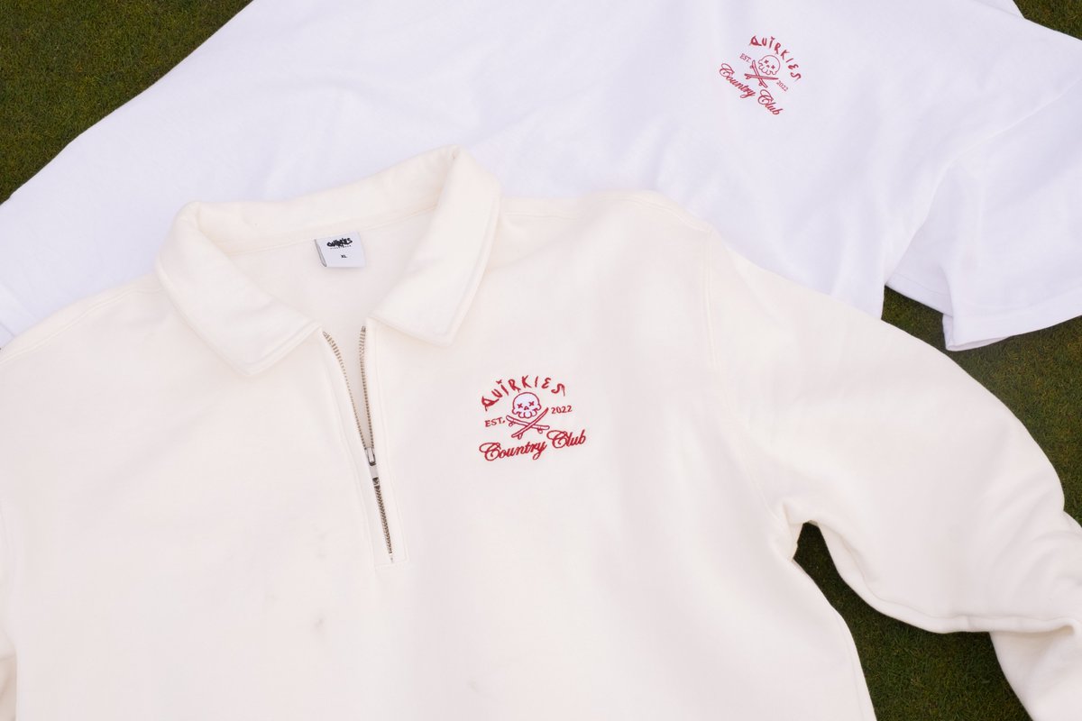 Country Club is live. 

Link in bio. 

CC Qtr Zip + Tee extremely limited. 

Holders can add discount by clicking the present when on the item screen 🎁

Mystery boxes have been added for ENORMOUS (50%+) discounts on all other stock including event stock never previously put up