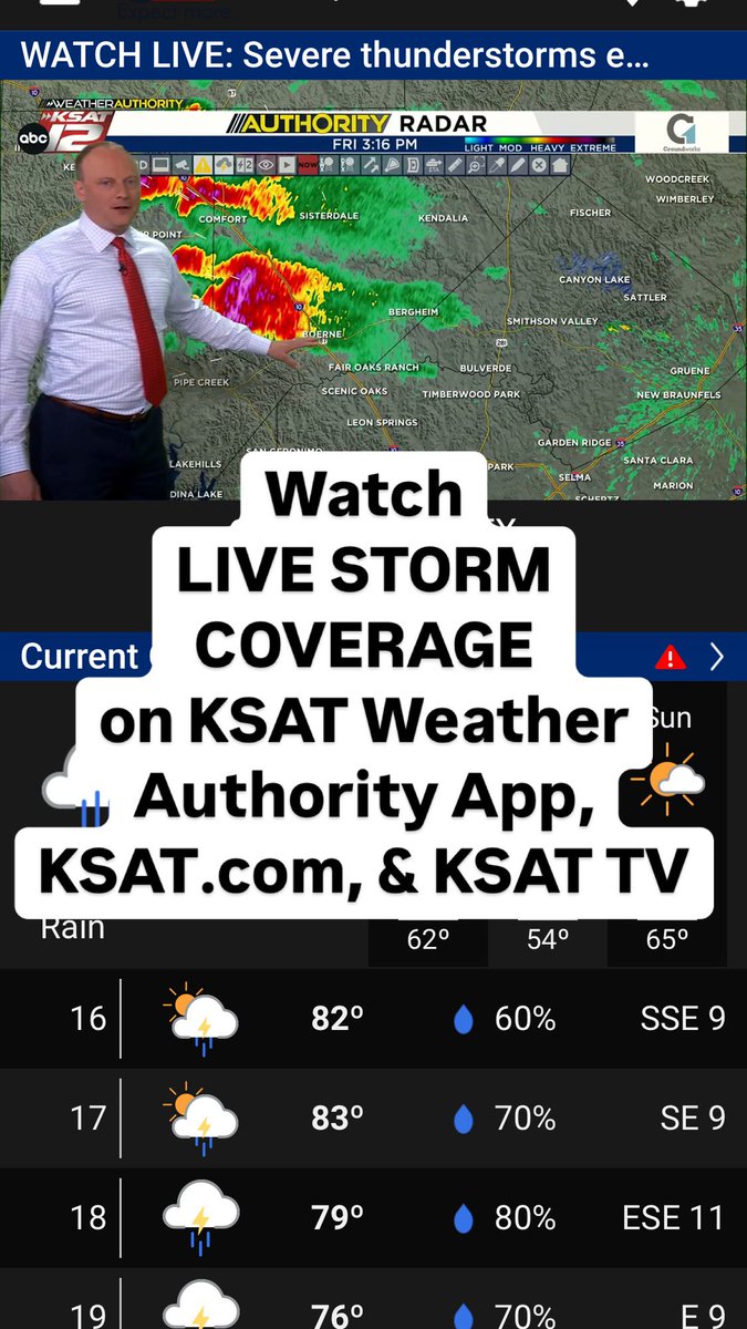 Storms capable of large hail and gusty winds will be around the San Antonio metro area TONIGHT, FRIDAY MAY 2.

We have you covered on the KSAT Weather Authority App, ksat.com, KSAT+, and of course on KSAT TV.