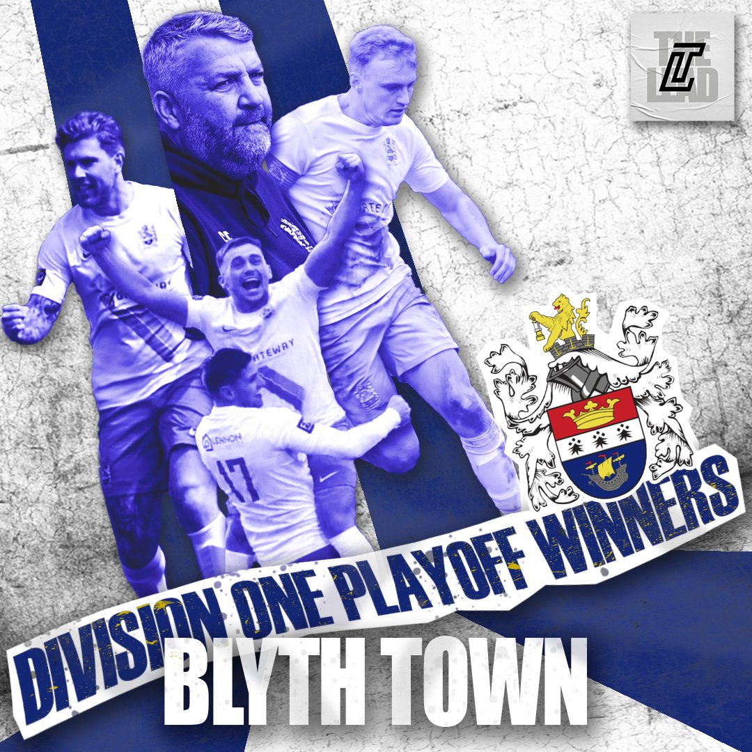 BLYTH TOWN ARE DIVISION ONE PLAYOFF WINNERS!!!!

Congratulations to Gav Fell and all his staff &amp; players. 

Gateway Park will host a Blyth Derby  in the <a href="/NorthernPremLge/">The Pitching In Northern Premier League</a> East next season! 

<a href="/Blyth_TownFC/">Blyth Town FC</a> 🏆