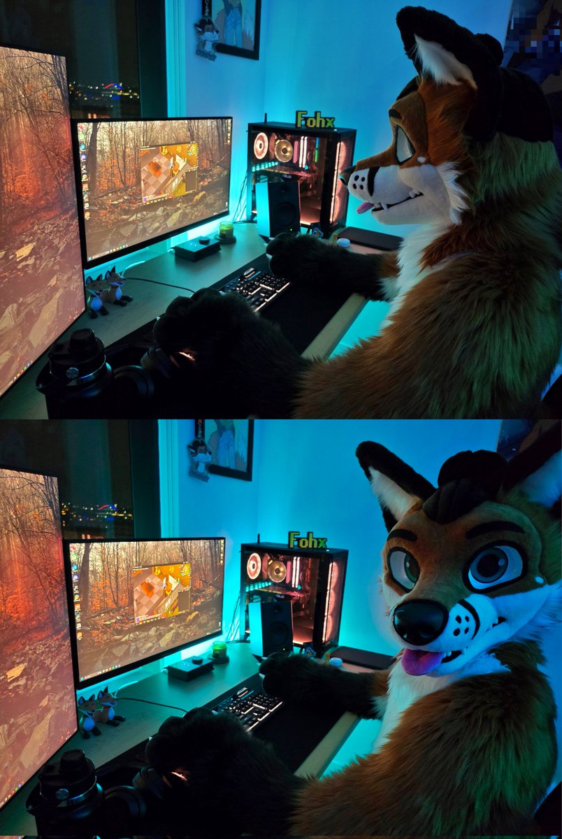 He is GAMING.

Welcome to the weekend, gamers. ⚔️

🪡: <a href="/AlphaDogsStudio/">Alpha Dogs</a>.
#FursuitFriday
