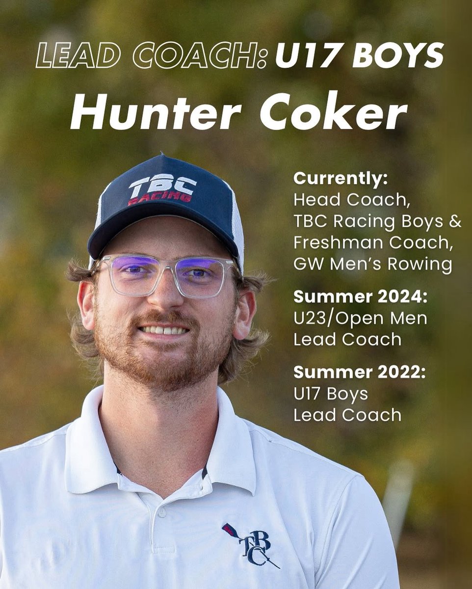 This summer Coach Hunter will be back to leading our U17 Boys squad!  He led the TBC boys to requalification in the Boys’ Eight at @hocr1965 this fall.  Coach Hunter is looking forward to building fast boats and developing skills with our summer athletes!