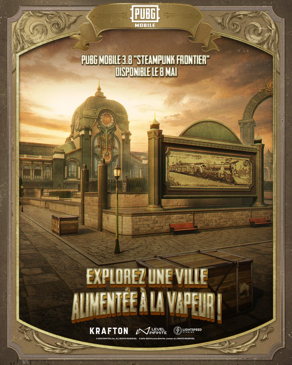 Prêt à monter dans le train ? 🚂
Steampunk Frontier arrive avec la version 3.8 le 7 mai!

Télécharge dès maintenant : pubgmobile.live/PUBGM380

#PUBGMOBILE
#PUBGMFR
#PUBGM380
