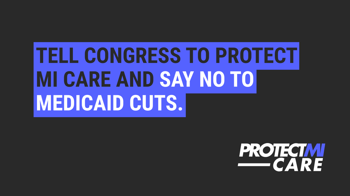 Michigan is at a crossroads. We are calling on Congress to reject any proposal to cut or cap Medicaid. 

Tell Congress to #ProtectMICare and say NO to Medicaid cuts: protectmicare.org/take-action/