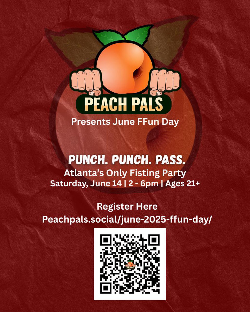 Join us for our next FFUN Day in Smyrna, GA

To register go to: 
peachpals.social/june-2025-ffun…

#atlantamensfisting #gayfisting