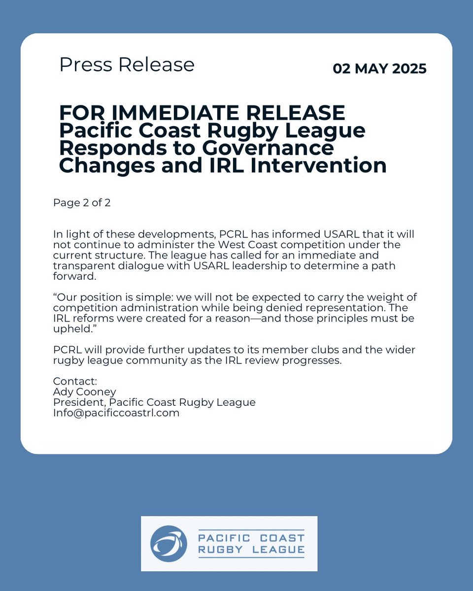 Press release:

<a href="/USARugbyLeague/">USA Rugby League</a> <a href="/IntRL/">International RL</a> <a href="/SD_Barracudas/">San Diego Barracudas Rugby League</a> <a href="/la_mongrel/">Los Angeles Mongrel Rugby League</a> <a href="/DeadRugby/">Dead Pelican Rugby</a>