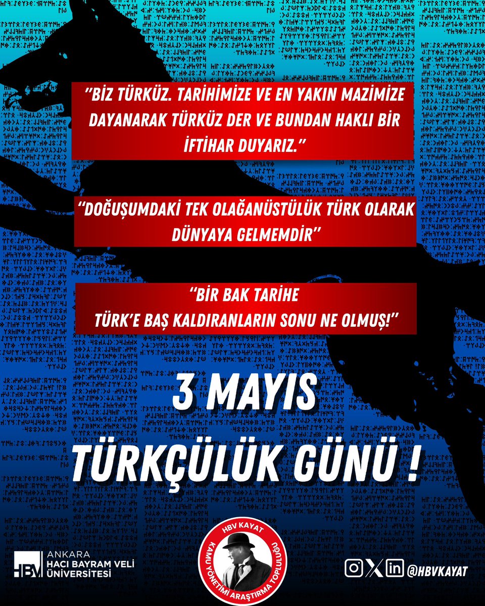 1944’te, baskı ve zulüm karşısında yılmayan Türkçü aydınların direnişiyle doğan bu gün; bir milletin kendi değerlerine sarılışını, “Türküm” demekten vazgeçmeyenlerin onurlu duruşunu temsil eder. 

3 Mayıs kutlu, Türk milleti var olsun! 🇹🇷🇹🇷🇹🇷