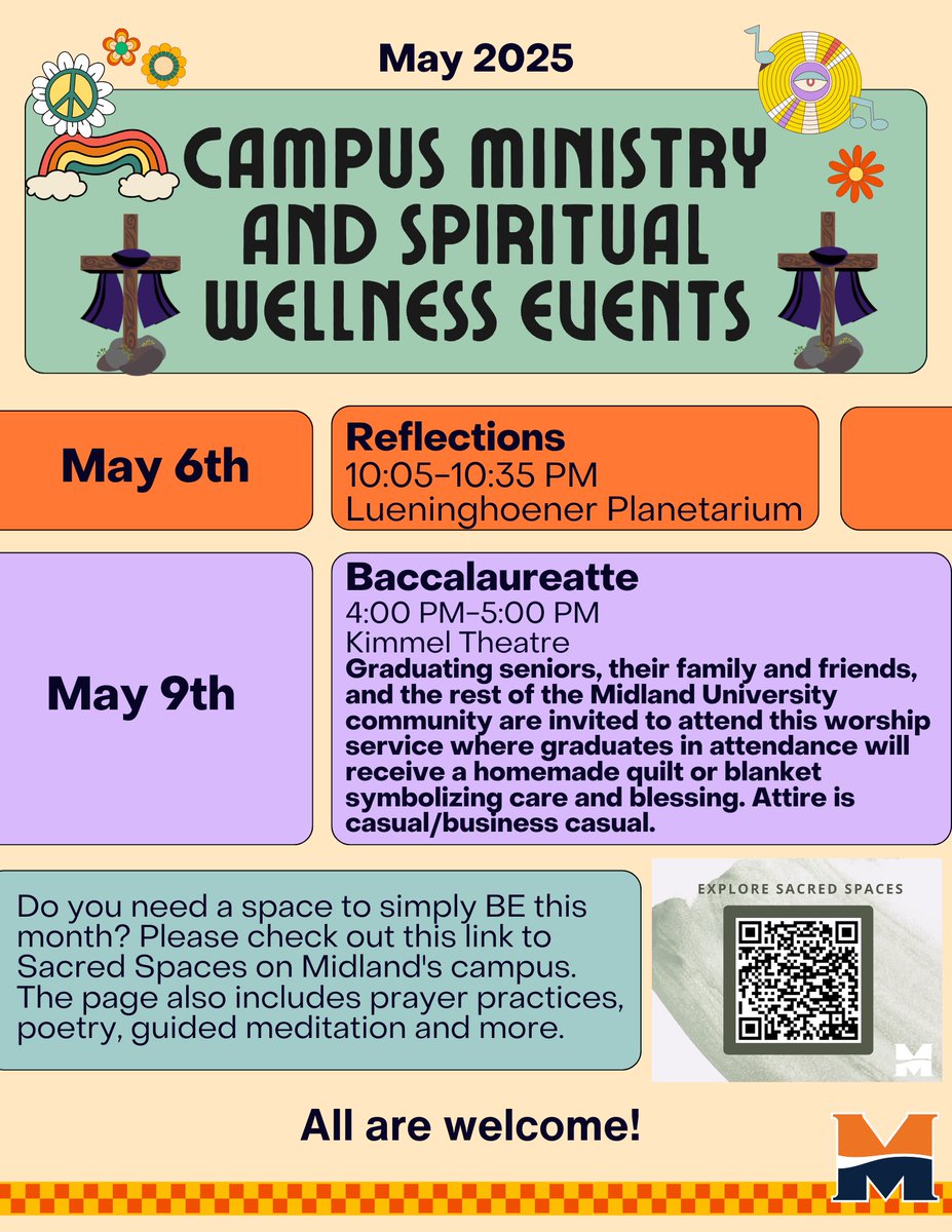 Welcome to May, Warriors! All are invited to Reflections &amp; Baccalaureate next week. 🧡💙