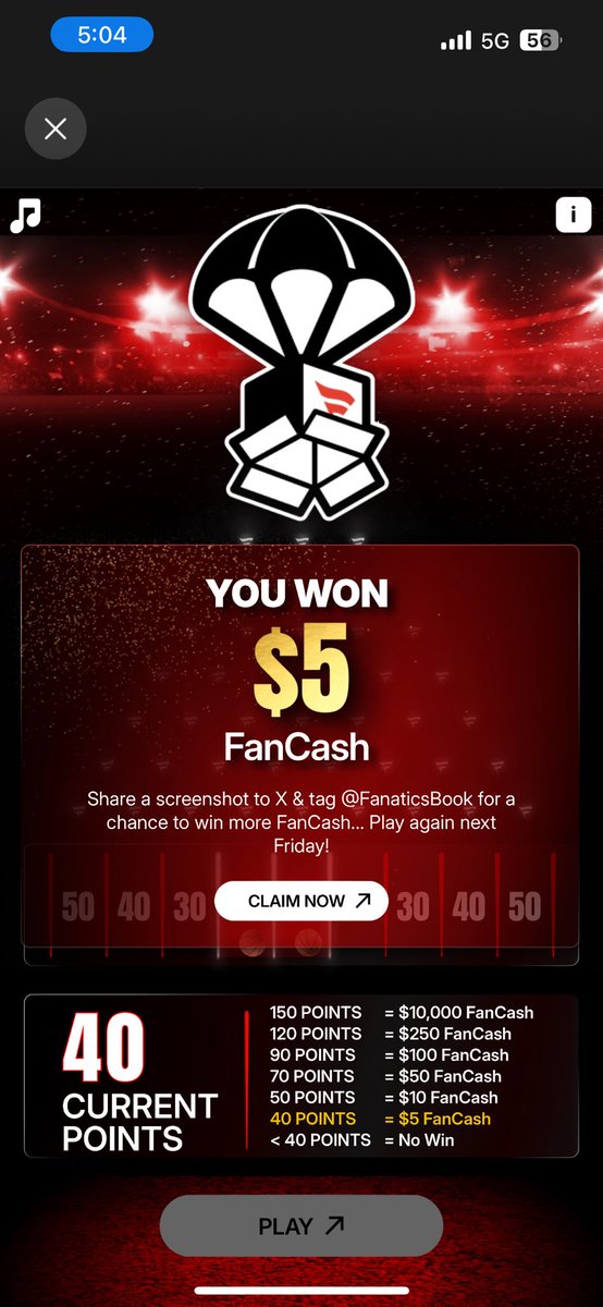 Arocks892's tweet photo. #FanCashFriday appreciate the cool game here yall really do reward your customers 🫡🤝 @FanaticsBook https://t.co/0UqWJarMXz
