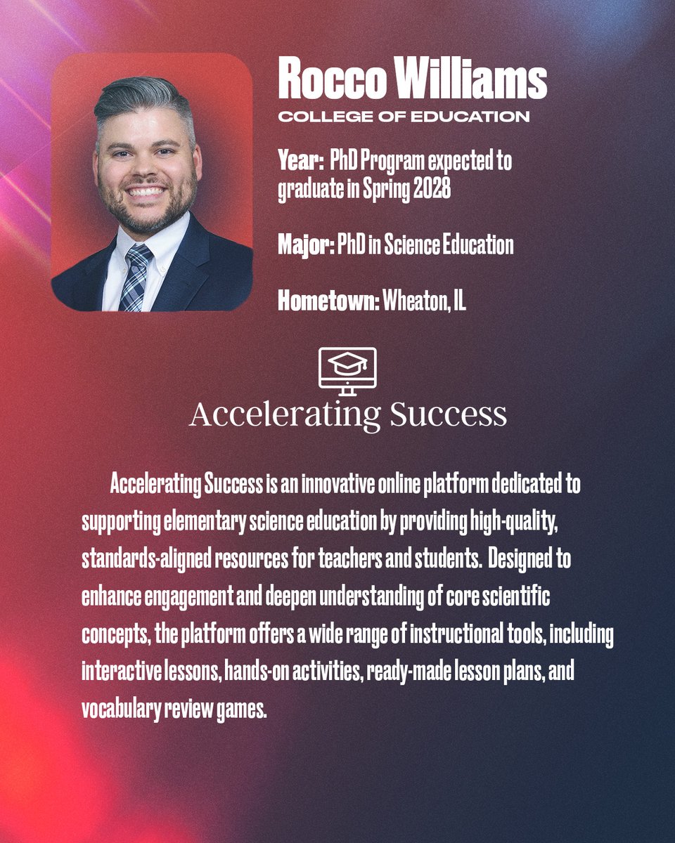 TCU College of Education (@tcu_coe) on Twitter photo 👏 Major win!
Ph.D. student Rocco Williams earned an $8K award through <a href="/TCU/">TCU</a> CREATE to launch his science ed platform, Accelerating Success. 💡<a href="/AndrewsInst_TCU/">Andrews Institute at TCU</a>
Thanks to <a href="/NeeleyTCU/">Neeley MBA</a> & @TCUInnovates for fueling innovation in education.
#TCUCREATE #EdTech #GoFrogs 👏 Major win!
Ph.D. student Rocco Williams earned an $8K award through <a href="/TCU/">TCU</a> CREATE to launch his science ed platform, Accelerating Success. 💡<a href="/AndrewsInst_TCU/">Andrews Institute at TCU</a>
Thanks to <a href="/NeeleyTCU/">Neeley MBA</a> & @TCUInnovates for fueling innovation in education.
#TCUCREATE #EdTech #GoFrogs