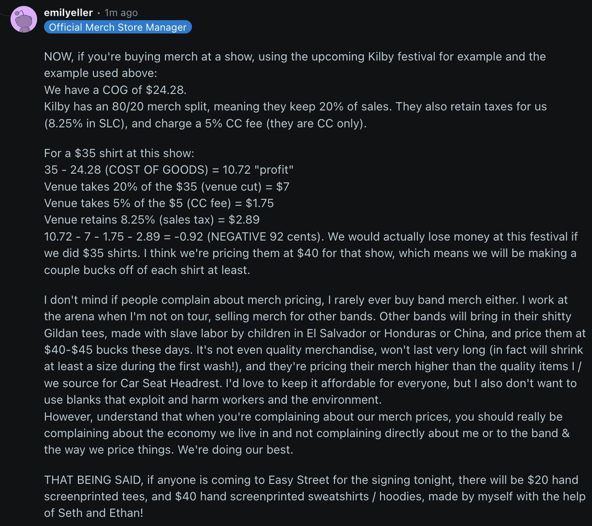 CSHMerch's tweet image. Just wanted to share this here as well re: merch pricing.