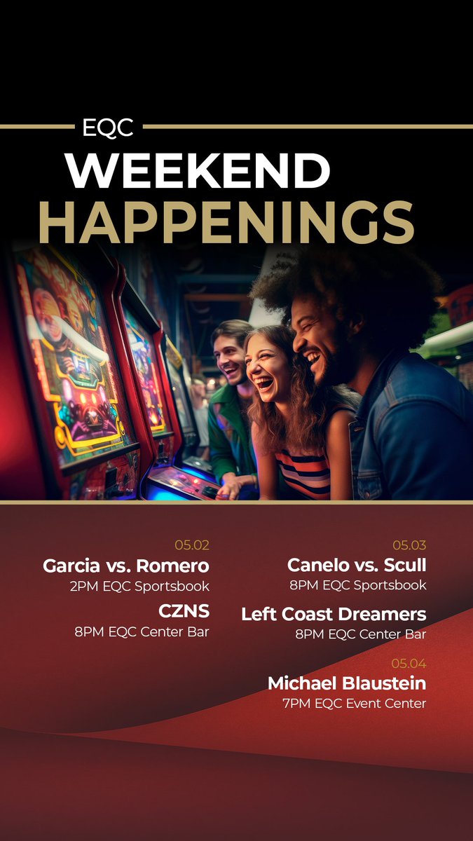 EQCasino's tweet image. This Weekend at EQC Tacoma!

Catch a live Pay-Per-View fight in the Sportsbook, enjoy live music, and don’t miss a comedy legend on stage. Plus, huge jackpots are hitting all weekend long!

#EQCTacoma #eqcasino #LiveEntertainment #PPVFight #ComedyLegend #LiveMusic #JackpotEnergy
