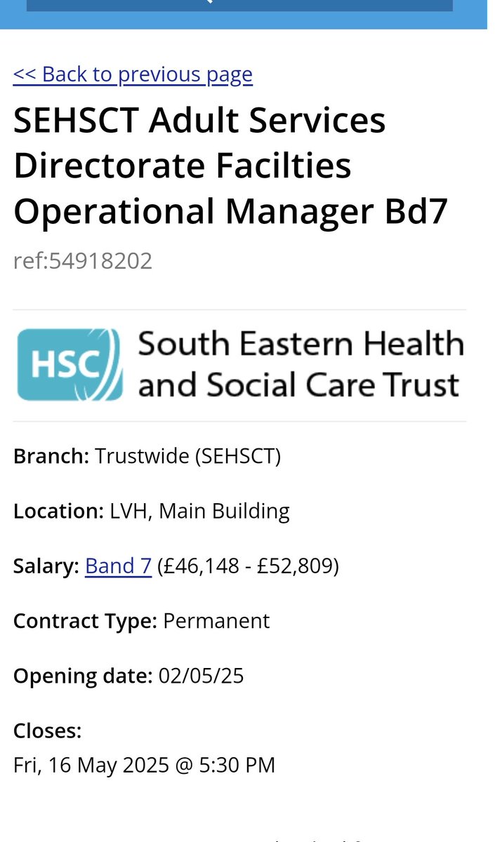 Exciting new opportunity ...

jobs.hscni.net/Job/41028/sehs…