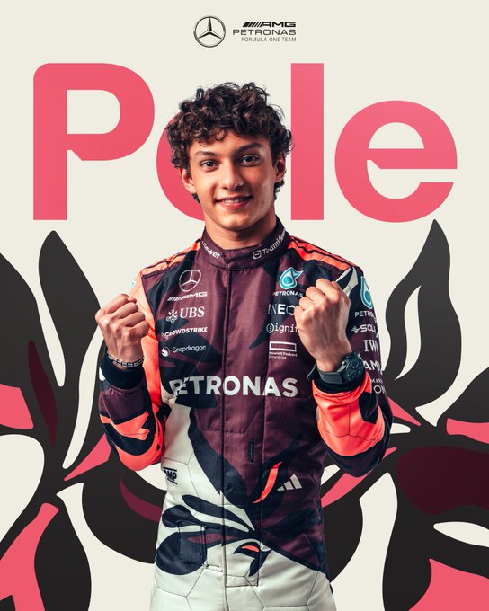 A result graphic with Kimi Antonelli pictured in his race suit with Pole behind him!