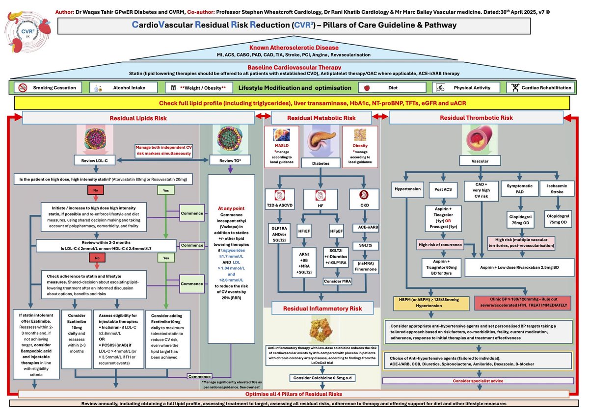 Introducing the CardioVascular Residual Risk Reduction (CVR³) guidelines in the UK. A game changer in addressing risk beyond LDL-C with practical strategies developed by a MDT from Yorkshire to tackle metabolic, thrombotic &amp; inflammatory risk.

Elevate the prevention game.
#CVRM