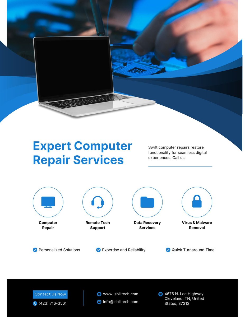 IsbillTech's tweet image. We offer unbeatable options and recommendations when it comes to computer repair and maintenance.

If you need help with anything tech, call 423-716-3561. 📞📱

#computerrepair #devicerepair #isbilltech #isbilltechservices #fyp #clevelandtn