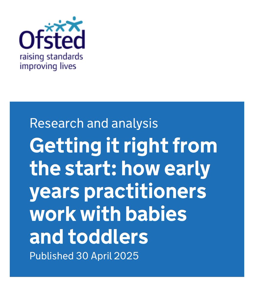 Michael_S_Green's tweet image. 💡 Have you read the latest research report from @Ofstednews ? - Getting it right from the start: how early years practitioners work with babies and toddlers.
Highly recommend reading.
gov.uk/government/pub…
#Edutwitter #EYFS #EarlyYears