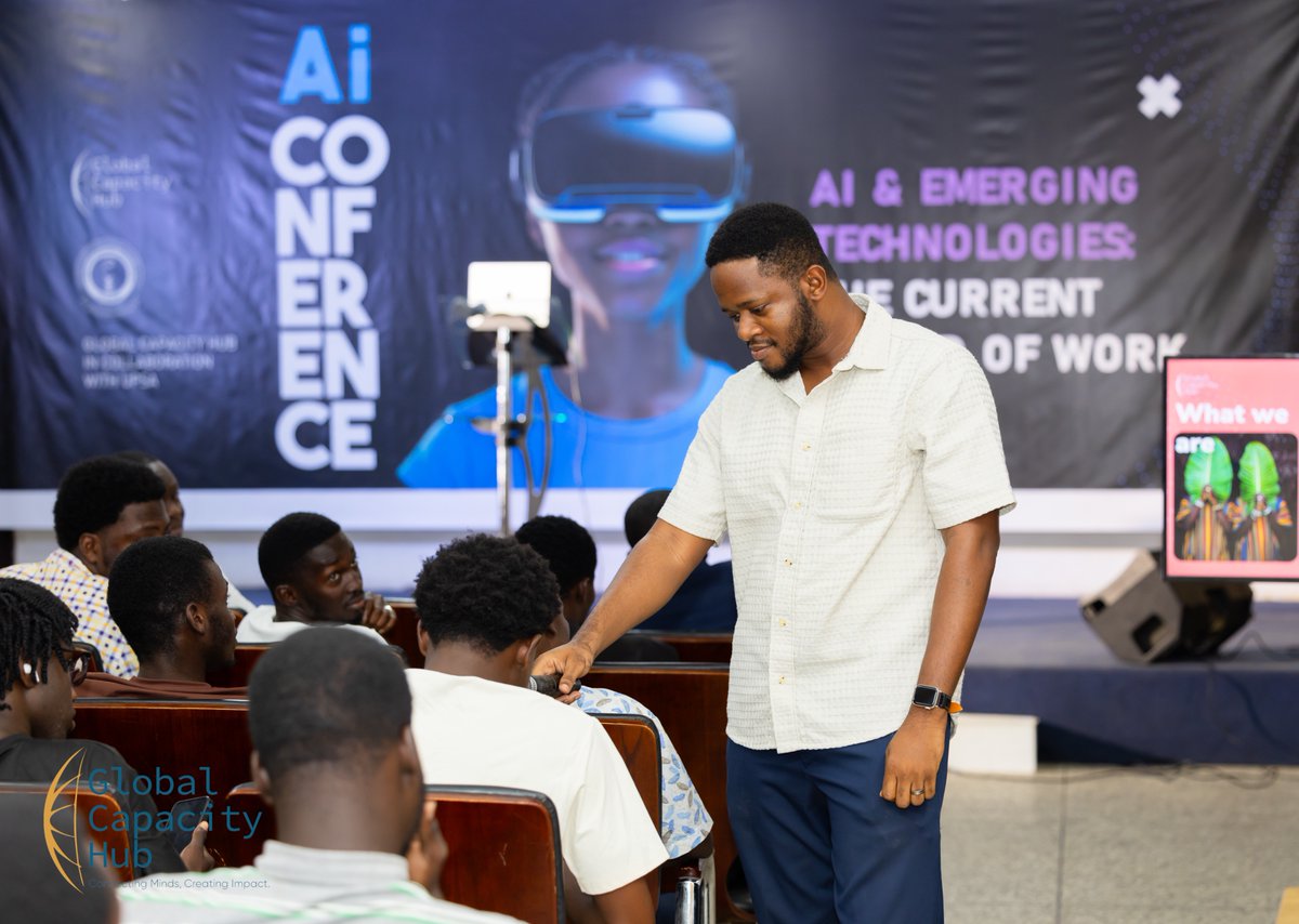 gcapacityhub's tweet image. Check out @Whispa2me_, an AI-powered mobile app addressing mental health issues. Thank you, MacBeth Yakuba, for sharing this emerging technology at the AI &amp;amp; Emerging Technologies Conference 2025, UPSA - Accra.