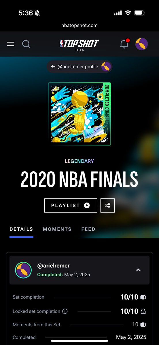 I completed my first legendary Finals set! <a href="/NBATopShot/">NBA Top Shot</a>