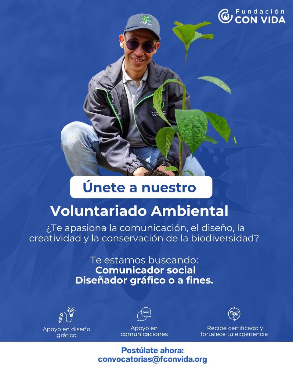 fconvida's tweet photo. #VoluntariadoAmbiental 🎨📝🌿
¿Eres comunicador/a o diseñador/a gráfico/a con pasión por la naturaleza?
Únete como voluntario/a ambiental.
💻 Modalidad virtual
🎨 Apoyo en diseño | ✍️ Comunicaciones
📄 Certificado | 💼 Experiencia | 🌱 Conservación https://t.co/tAtuM70Jek