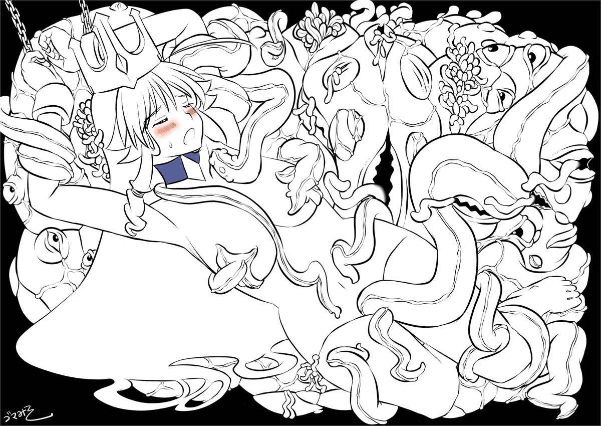 魔物🪱🐙のクッションに横たわり・・・愛撫のかぎりを尽くされるアンドゥルメダ👑・・・💕💕 