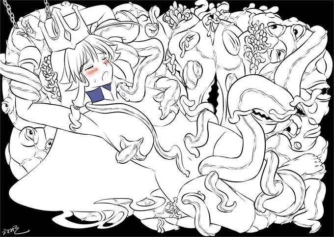 魔物🪱🐙のクッションに横たわり・・・愛撫のかぎりを尽くされるアンドゥルメダ👑・・・💕💕 