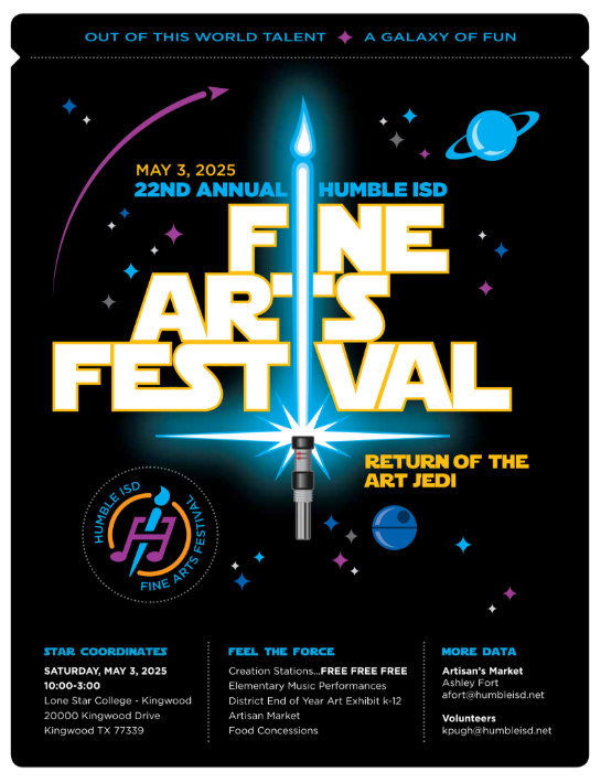 🎨 We're so excited to see our amazing volunteers TOMORROW at the Fine Arts Festival at Lone Star Kingwood!💛 Thank you for making this event possible — we couldn’t do it without you!
Let’s make it a great day! 🎉
#FineArtsFestival #ThankYouVolunteers #LoneStarKingwood