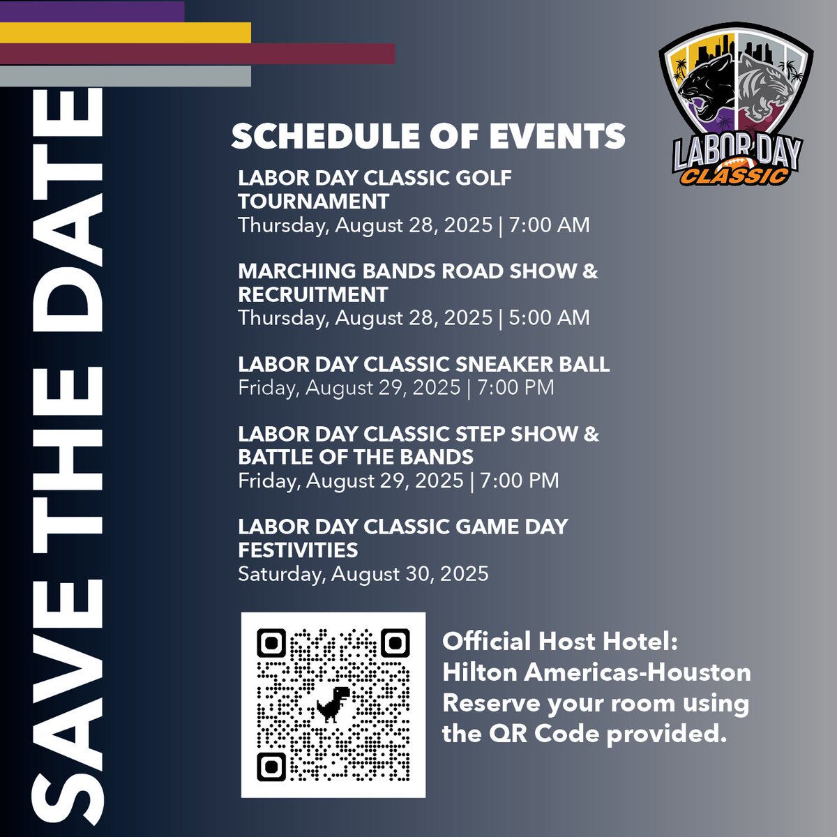 Texas Southern University (TSU) Athletics (@txsotigers) on Twitter photo IT'S OFFICIAL, SAVE THE DATE: The 40th Labor Day Football Classic between <a href="/TSUFootball/">Texas Southern Football</a> & <a href="/pvamufb_/">Prairie View A&M Football</a> will be one to remember! Check out some of the events planned for this historic weekend and the host hotel! More to come soon! IT'S OFFICIAL, SAVE THE DATE: The 40th Labor Day Football Classic between <a href="/TSUFootball/">Texas Southern Football</a> & <a href="/pvamufb_/">Prairie View A&M Football</a> will be one to remember! Check out some of the events planned for this historic weekend and the host hotel! More to come soon!