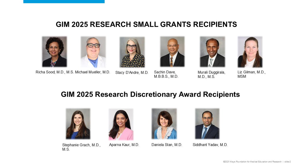Congratulations to the #GeneralInternalMedicine 2025 Research Small Grants &amp; 2025 Research Discretionary Award Recipients!! #GIMProud