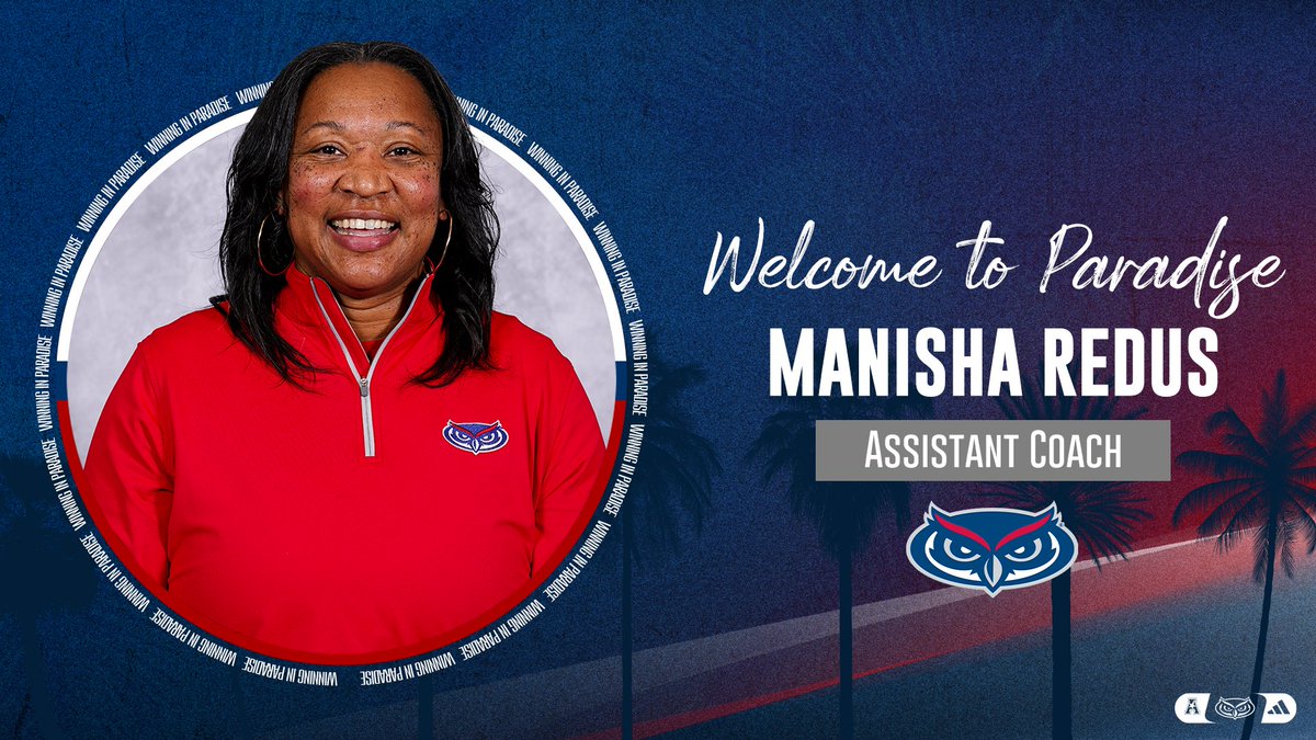 Florida Atlantic Women’s Basketball (@fauwbb_hoops) on Twitter photo Thrilled to welcome <a href="/coach_nish/">Manisha Redus</a> as one of our new assistant coaches! 🏝️
📰 bit.ly/4jFeORm
#WIP🏝️ Thrilled to welcome <a href="/coach_nish/">Manisha Redus</a> as one of our new assistant coaches! 🏝️
📰 bit.ly/4jFeORm
#WIP🏝️