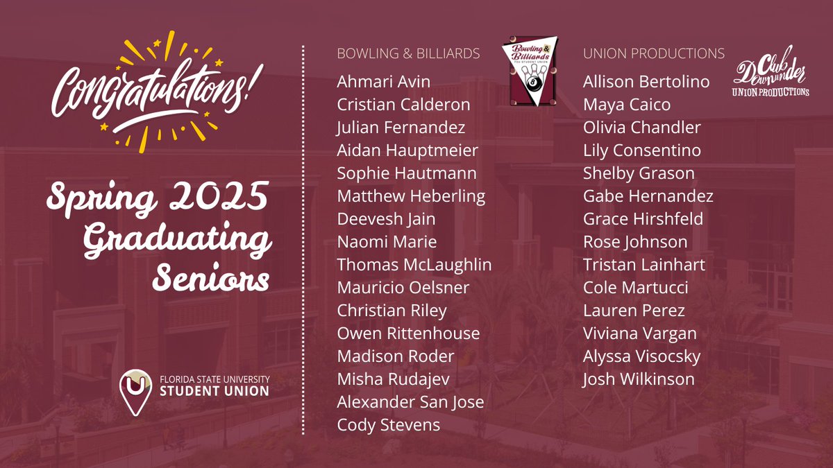 Help us celebrate our amazing Union student employees from Bowling &amp; Billiards 🎳 and Union Productions 🎬 as they graduate! Your hard work and dedication have truly shaped our Union family. ❤️🎓