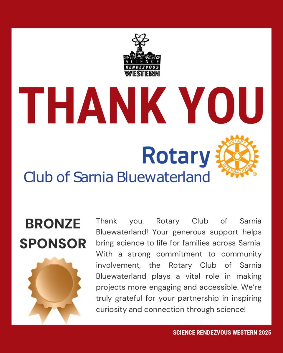 WesternuSciRen (@westernusciren) on Twitter photo We would also like to extend our gratitude to our external Bronze sponsors, Roma Fence <a href="/RomaFence/">Roma Fence</a> , Trudell Medical International <a href="/TrudellMed/">Trudell Medical International</a> , and the Rotary Club of Sarnia Bluewaterland. Your continued support has helped us elevate our programming and make SR more accessible! We would also like to extend our gratitude to our external Bronze sponsors, Roma Fence <a href="/RomaFence/">Roma Fence</a> , Trudell Medical International <a href="/TrudellMed/">Trudell Medical International</a> , and the Rotary Club of Sarnia Bluewaterland. Your continued support has helped us elevate our programming and make SR more accessible!