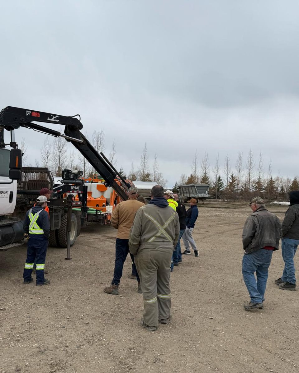 We spent some time doing a quick refresher on some of our equipment, covered where fertilizer &amp; grain are currently located &amp; demonstrated proper PPE and safety procedures for climbing bins. #SafeSeedingSeason #CdnAg #Saskatchewan #Langenburg #GrowingOurFuture