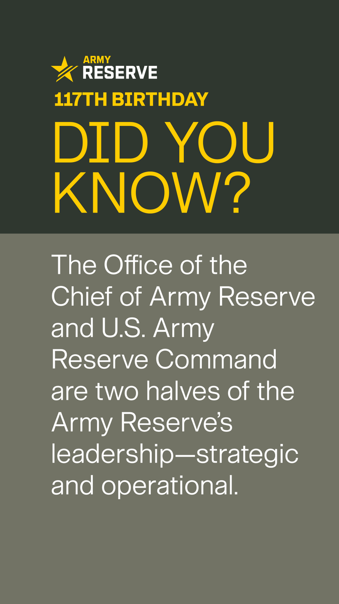 USArmyReserve's tweet photo. #DYK 

April marked the U.S. Army Reserve's Birthday Month! Join us in continuing our 117th Birthday celebration by learning more about #USARThroughTime!⏱️ 
 
#ArmyReserve117 https://t.co/GQ7j3Xgxy8