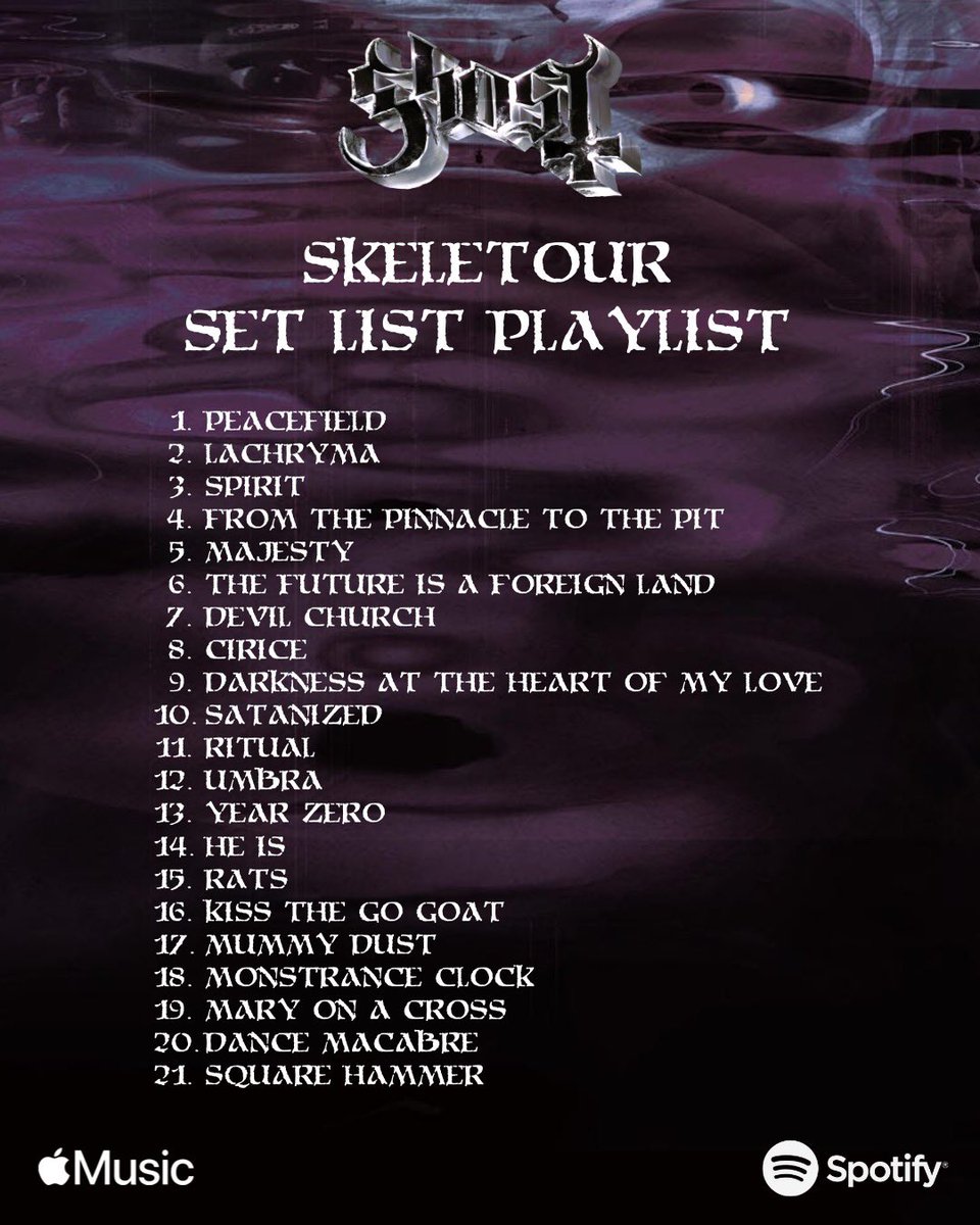 thebandGHOST's tweet photo. [MESSAGE FROM THE CLERGY]

We wish to inform you that tour 21 sacred psalms of the SKELETOUR are now available to stream. Available now on @spotify and @applemusic. 

https://t.co/uV3k6zERyN

https://t.co/CENfOkvwvi https://t.co/S2OGMwwCy6