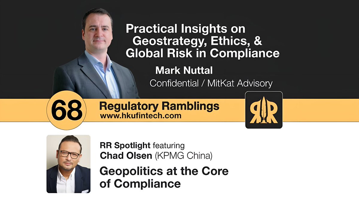 tfoxlaw's tweet image. 🚨 From Ukraine to oil shocks, today's compliance pros must think like strategists. Hear from experts in Asia and the Middle East on adapting to a complex world.

🎧@HKUFinTech bit.ly/3Pw1nGl #GlobalCompliance #Geostrategy #BusinessRisk