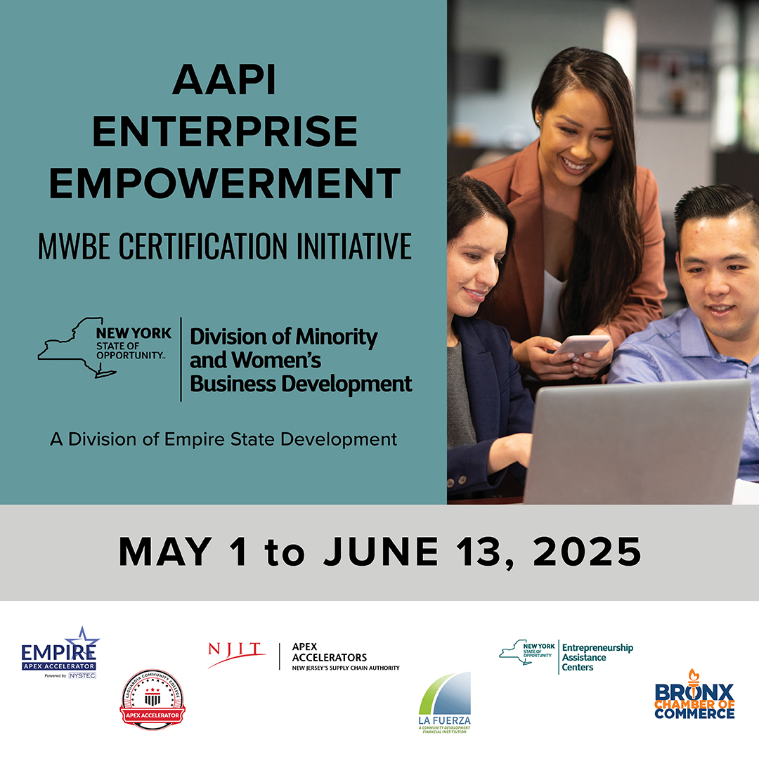 🆕 <a href="/GovKathyHochul/">Governor Kathy Hochul</a> launched the “AAPI Enterprise Empowerment” Initiative to accelerate <a href="/NYSMWBE/">NYS MWBE Program</a> certification during #AAPIHeritageMonth.

Thru 6/13, the initiative builds on NYS’s streamlined process offering free support via a statewide advisory network. on.ny.gov/44S5nJD