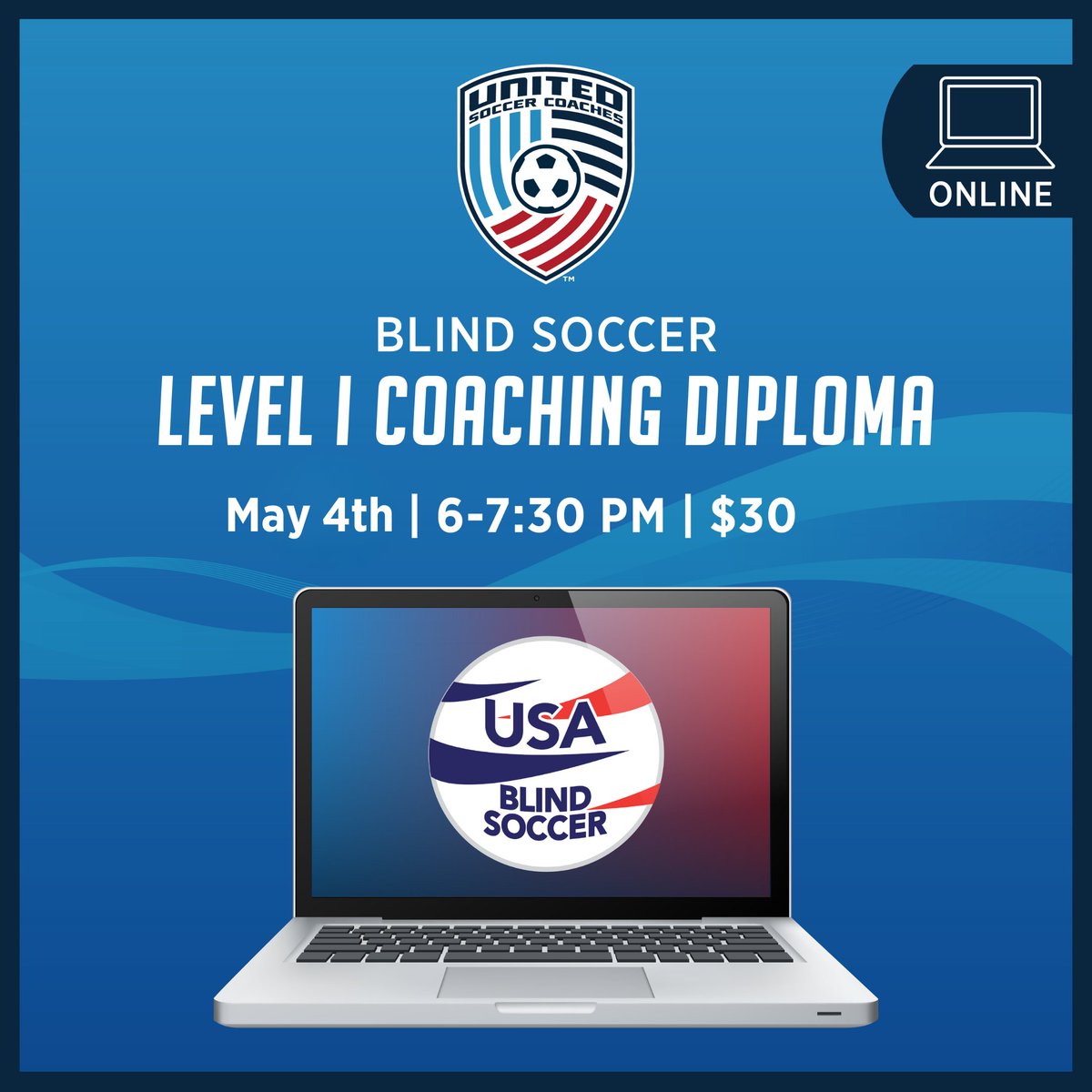 🚨 LAST CALL! 🚨
Don't miss your chance to register for Blind Soccer Level 1 Special Topics Diploma – happening this Sunday, May 4 - 6-7:30pm CT! ⚽️💥

Register here - hub.unitedsoccercoaches.org/event-informat….