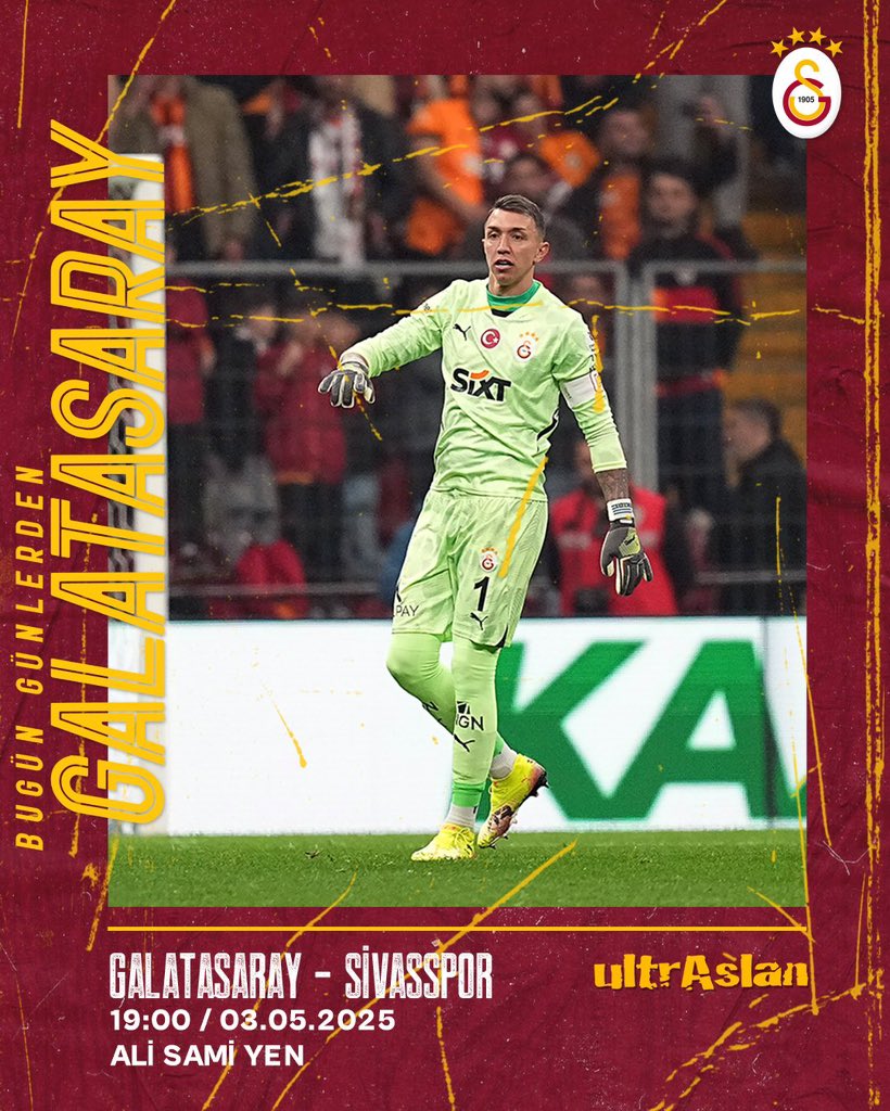 #BugünGünlerdenGALATASARAY 💪

🏆 Trendyol Süper Lig 2024-2025 Şamil Ekinci Sezonu
🗓️ 34. Hafta
⚽ N. G. Sivasspor
📆 03.05.2025
⏰ 19.00
📍 AKYOL 

#ultrAslanGaziantep