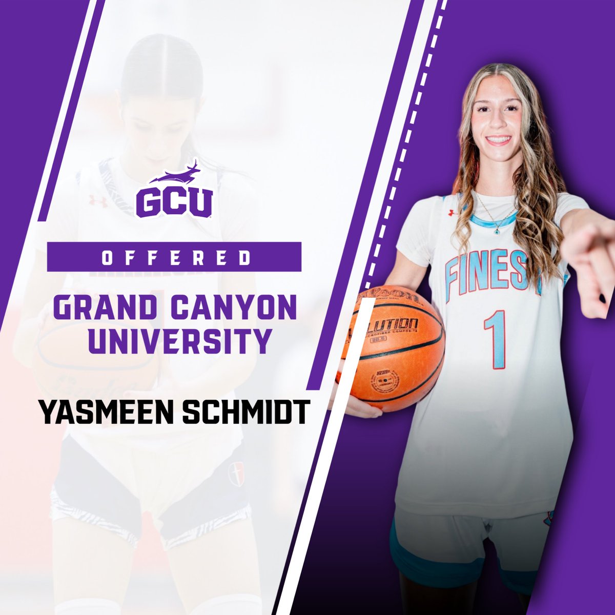 Yasmeen Schmidt 🇺🇸🇹🇷 (@yasmeen_ba11er) on Twitter photo After a great conversation with assistant coach <a href="/TezDumars/">Tez Dumars</a> and head coach <a href="/CoachGandy/">Winston Gandy</a> I am blessed and excited to receive an 🅾️ffer from <a href="/GCU_WBB/">GCU Women's Basketball</a> Looking forward to building this relationship! <a href="/SAFinestbball/">SA Finest Basketball</a> <a href="/cmrice44/">Chloe Rice</a>
📸<a href="/WilliamsFiles/">Will</a> After a great conversation with assistant coach <a href="/TezDumars/">Tez Dumars</a> and head coach <a href="/CoachGandy/">Winston Gandy</a> I am blessed and excited to receive an 🅾️ffer from <a href="/GCU_WBB/">GCU Women's Basketball</a> Looking forward to building this relationship! <a href="/SAFinestbball/">SA Finest Basketball</a> <a href="/cmrice44/">Chloe Rice</a>
📸<a href="/WilliamsFiles/">Will</a>