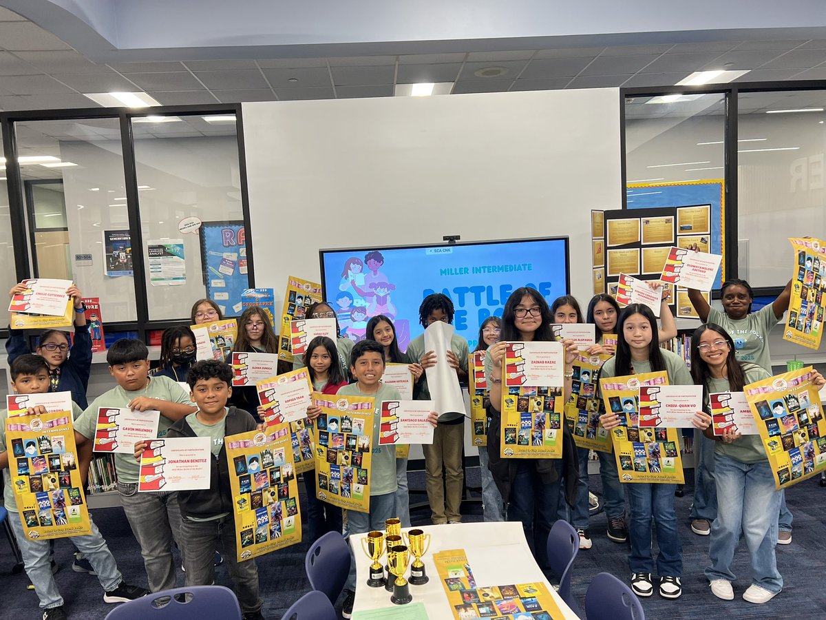 Miller Intermediate Library (@millerintlib) on Twitter photo Today was our Miller Battle of the Books! Congratulations to the 6th Grade GT Team! They will be participating in the Alief Intermediate Battle of the Books next Thursday! ๐คฉ๐๐ <a href="/MillerMavsAISD/">Miller Intermediate</a> <a href="/Alief_Libraries/">AliefLibraries</a> Today was our Miller Battle of the Books! Congratulations to the 6th Grade GT Team! They will be participating in the Alief Intermediate Battle of the Books next Thursday! ๐คฉ๐๐ <a href="/MillerMavsAISD/">Miller Intermediate</a> <a href="/Alief_Libraries/">AliefLibraries</a>