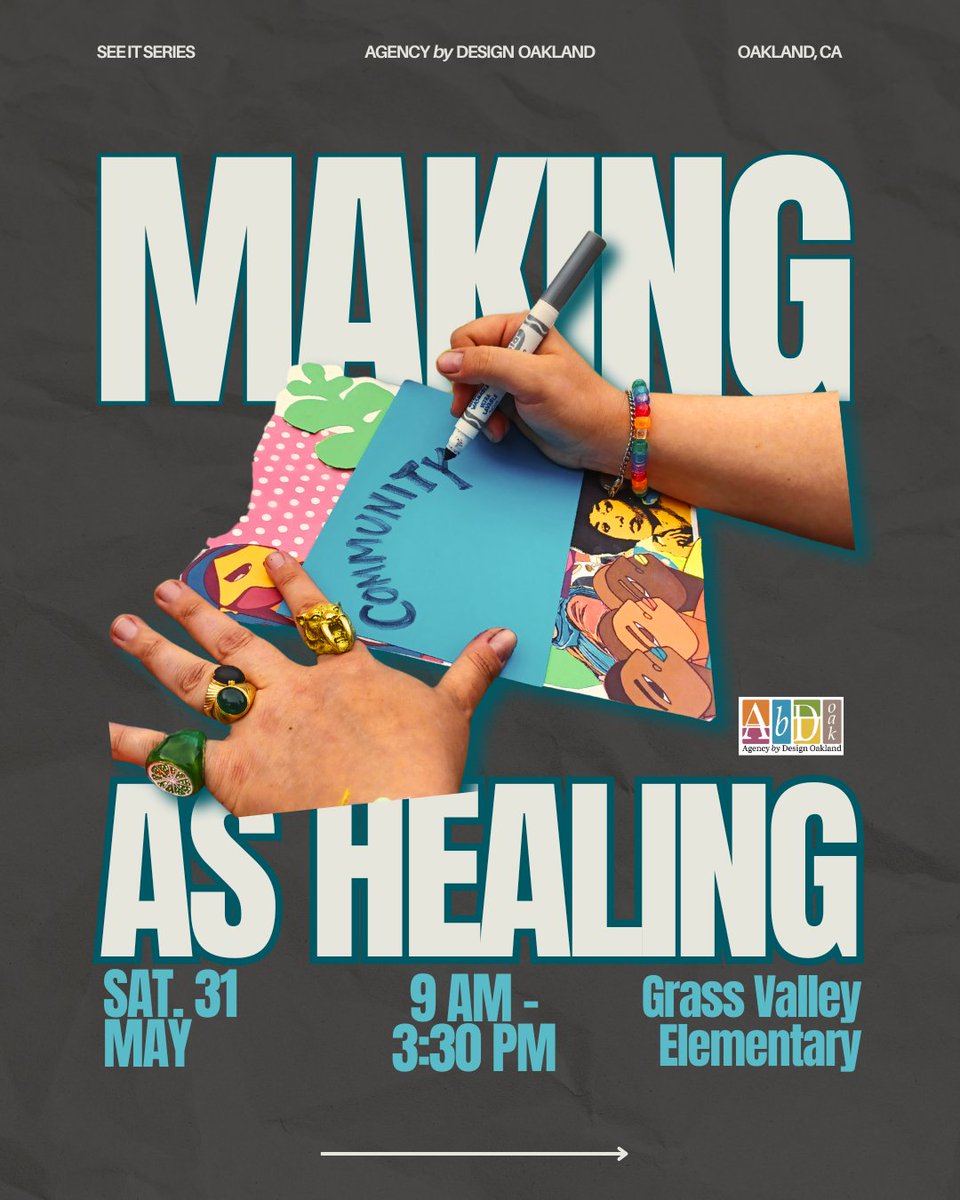AbdOakland's tweet image. Educators, join us for a day-long retreat exploring maker-centered learning as a tool for healing. 
📍 Grass Valley Elem, Oakland
📅 Sat, May 31
🍽️ Food provided
🎓 CEUs available

🔗 Link in bio
#AbDOakland #MakerCenteredLearning #EducatorHealing