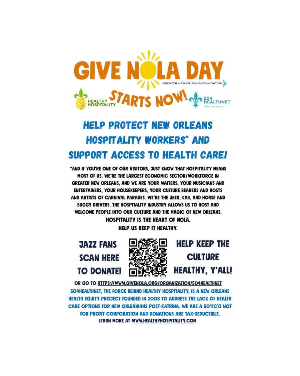 Please help protect New Orleans' hospitality workers &amp; support access to health care!

Donate today!

givenola.org/organization/5…
givenola.org/fundraiser/504…