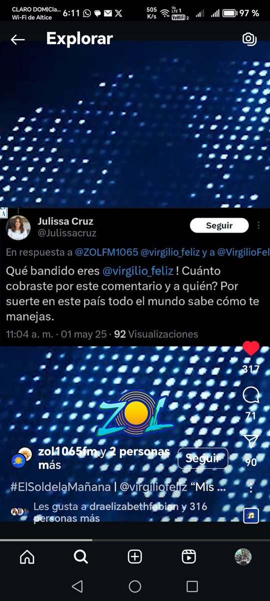 Maxalburquerque's tweet photo. Penoso que #julissaCruz, hay que tener cuidado y tacto.... Y lamentable pq no tiene su cuenta activa después de eso la bloqueo... @virgilio_feliz dale un chance pq fue valiente y se trago sus palabras... https://t.co/slgY4KGB1k