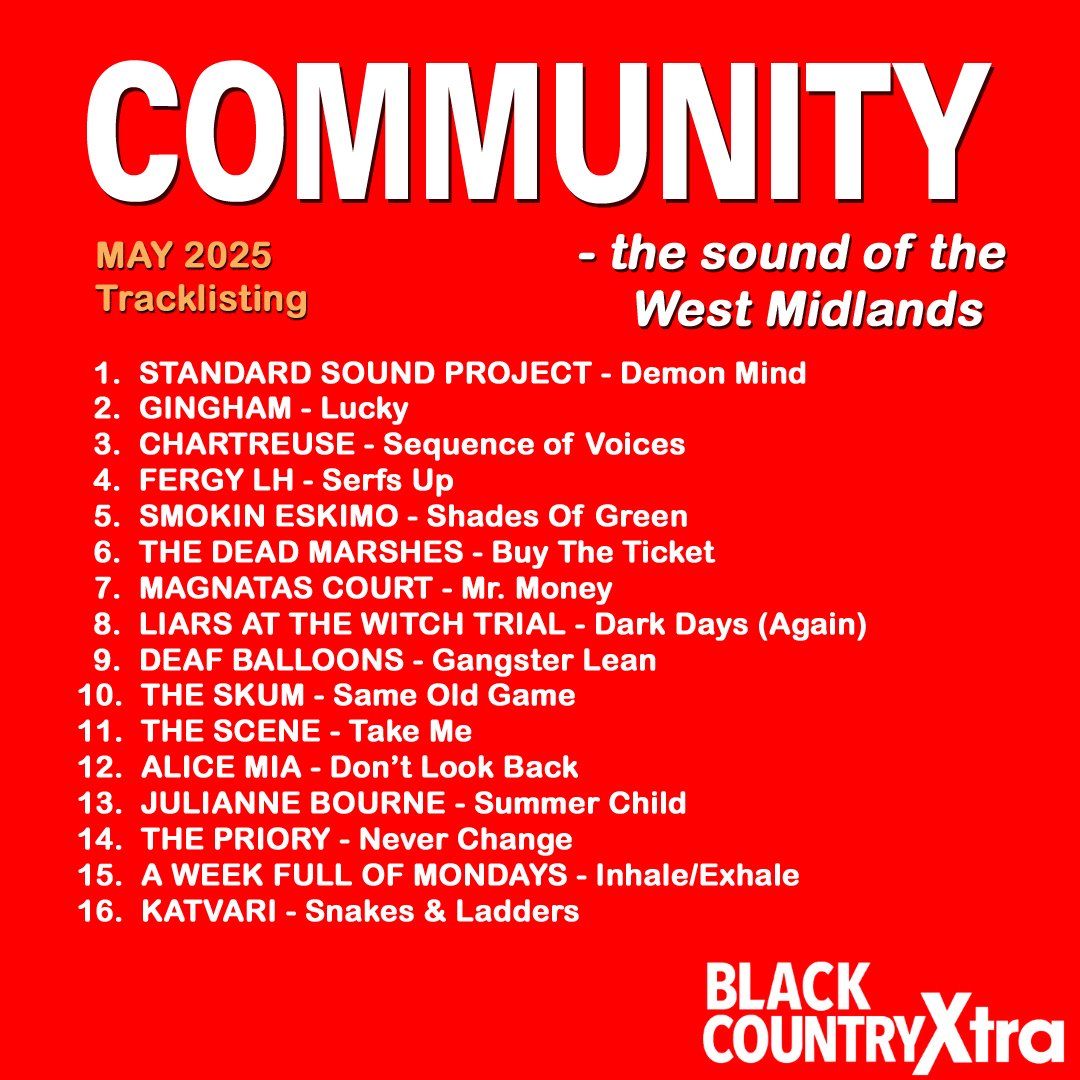 Community (@community_wmids) on Twitter photo Another month rolls round with another 16 of the top tracks from across the West Midlands now available for your aural pleasure. On Demand here, including
<a href="/standardsound24/">StandardSoundProject</a> <a href="/awfomondays/">A Week Full Of Mondays</a> <a href="/chartreuse_band/">Chartreuse</a> <a href="/smokin_eskimo/">Smokin Eskimo</a> <a href="/TheSkum/">The Skum</a>
<a href="/DeafBalloons/">Deaf Balloons</a>
blackcountryradio.co.uk/player/black-c… Another month rolls round with another 16 of the top tracks from across the West Midlands now available for your aural pleasure. On Demand here, including
<a href="/standardsound24/">StandardSoundProject</a> <a href="/awfomondays/">A Week Full Of Mondays</a> <a href="/chartreuse_band/">Chartreuse</a> <a href="/smokin_eskimo/">Smokin Eskimo</a> <a href="/TheSkum/">The Skum</a>
<a href="/DeafBalloons/">Deaf Balloons</a>
blackcountryradio.co.uk/player/black-c…