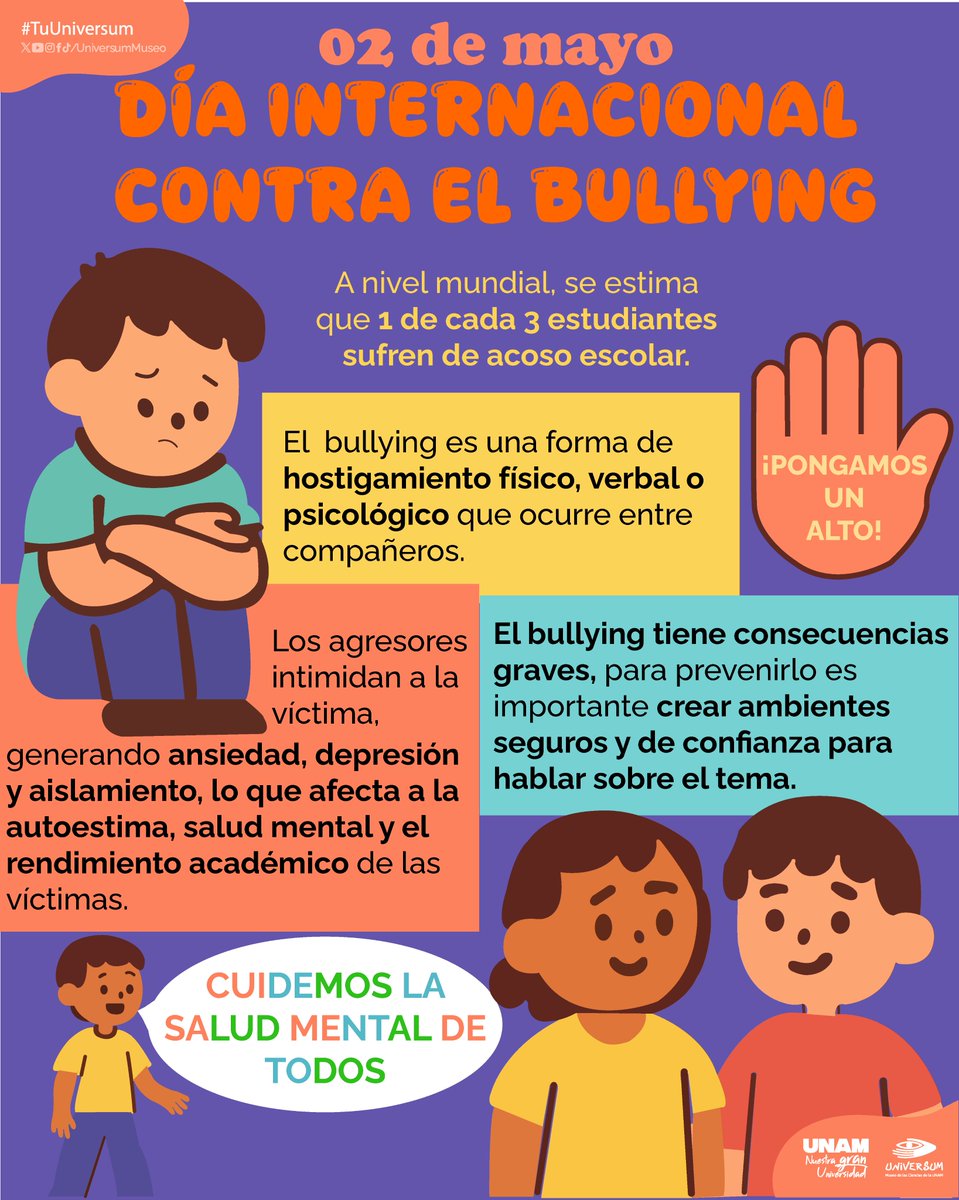 Recuerda que cada palabra y acción cuenta. 👐
Elige el respeto, la empatía y la valentía. Juntos, construimos un mundo mejor. 💙✋🚫
#TuUniversum
