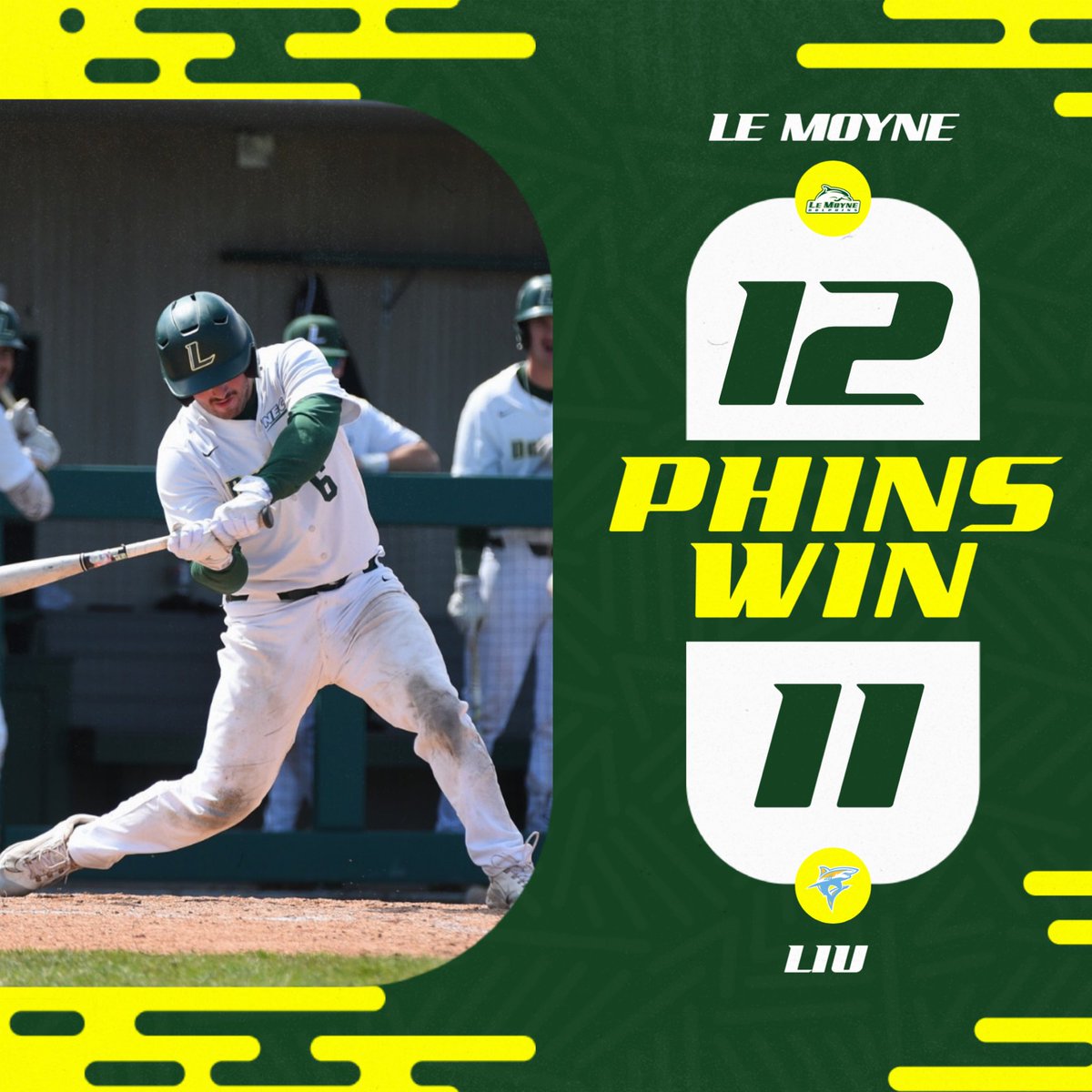 Benji Ries walks it off in the bottom of the 10th with a solo shot to left!

Ries finished the game with 2 homers and 5 RBIs 

Patchett added 3 hits and 3 RBIs, and Luke Connors gets the win on the mound after tossing 4 scoreless innings in relief

#PhinsWin 🐬