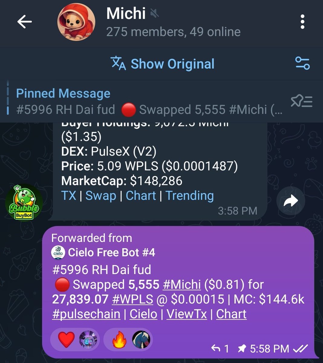 michi_pulse's tweet photo. That is a lot of 5's $michi #pulsechain 0x4c27CC93603bC1d0913C6aA0100Da49A9D982c38 https://t.co/7IIiR5GwMs